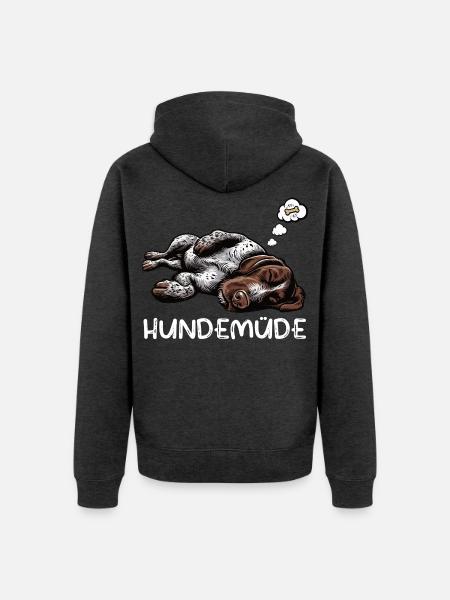 Hundemüde Deutsch Drahthaar drahthaar hunde - Unisex Premium Bio Zip Hoodie - Anthrazit meliert