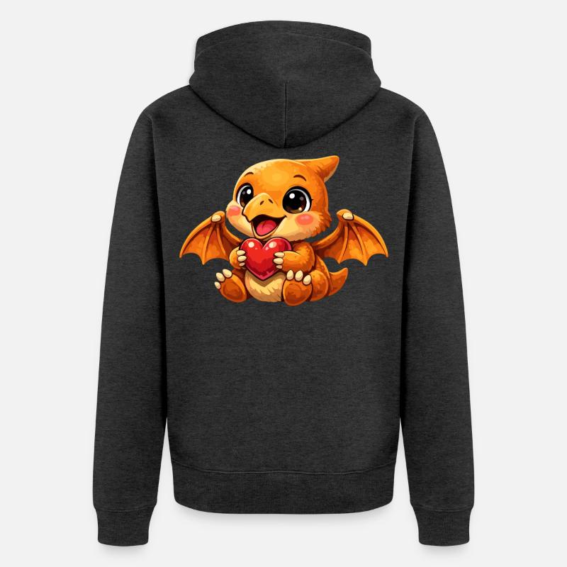 Petit ptérodactyle bébé – Ptérosaure mignon - Veste à capuche bio Premium Unisexe - anthracite chiné