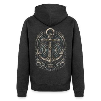 Shanty Chor Seemannslieder - Unisex Premium Bio Zip Hoodie - Anthrazit meliert - Hinten - Nico (187cm)