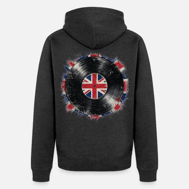 Drapeau britannique en vinyle - Veste à capuche bio Premium Unisexe - anthracite chiné