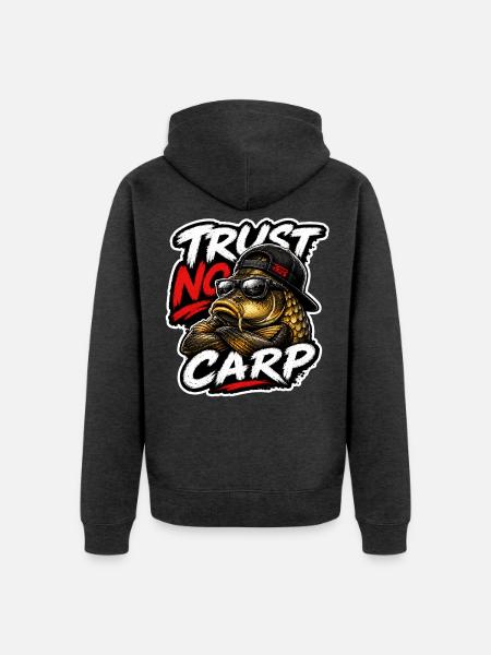 Karpfenfischer-Hemd – Design für Karpfenabhängige - Unisex Premium Bio Zip Hoodie - Anthrazit meliert