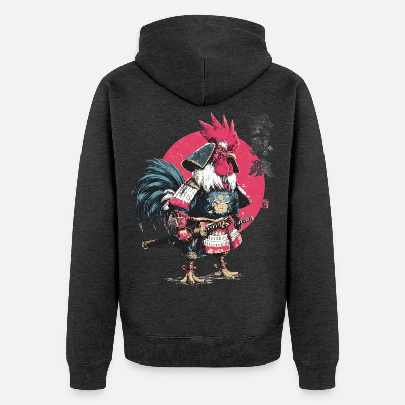 Armure samouraï coq - Veste à capuche bio Premium Unisexe - anthracite chiné