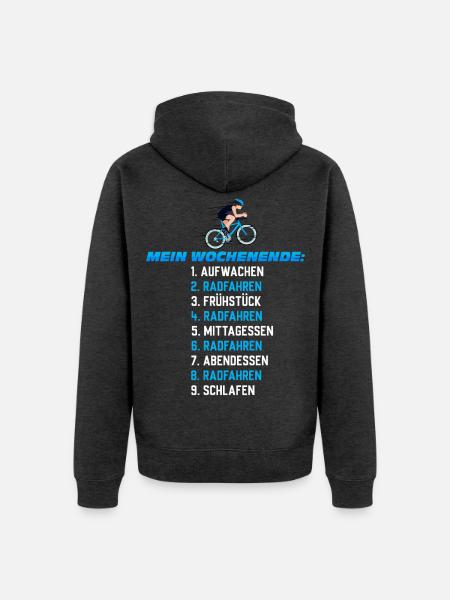 Mein Wochenend-Plan: Radfahren Nonstop - Unisex Premium Bio Zip Hoodie - Anthrazit meliert