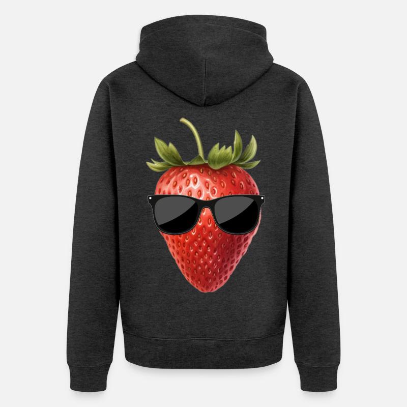 Fraise avec lunettes de soleil - Veste à capuche bio Premium Unisexe - anthracite chiné