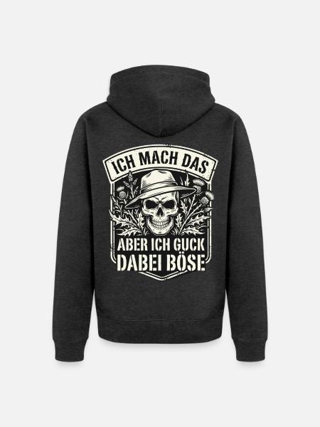 Totenkopf Böser Blick - Unisex Premium Bio Zip Hoodie - Anthrazit meliert