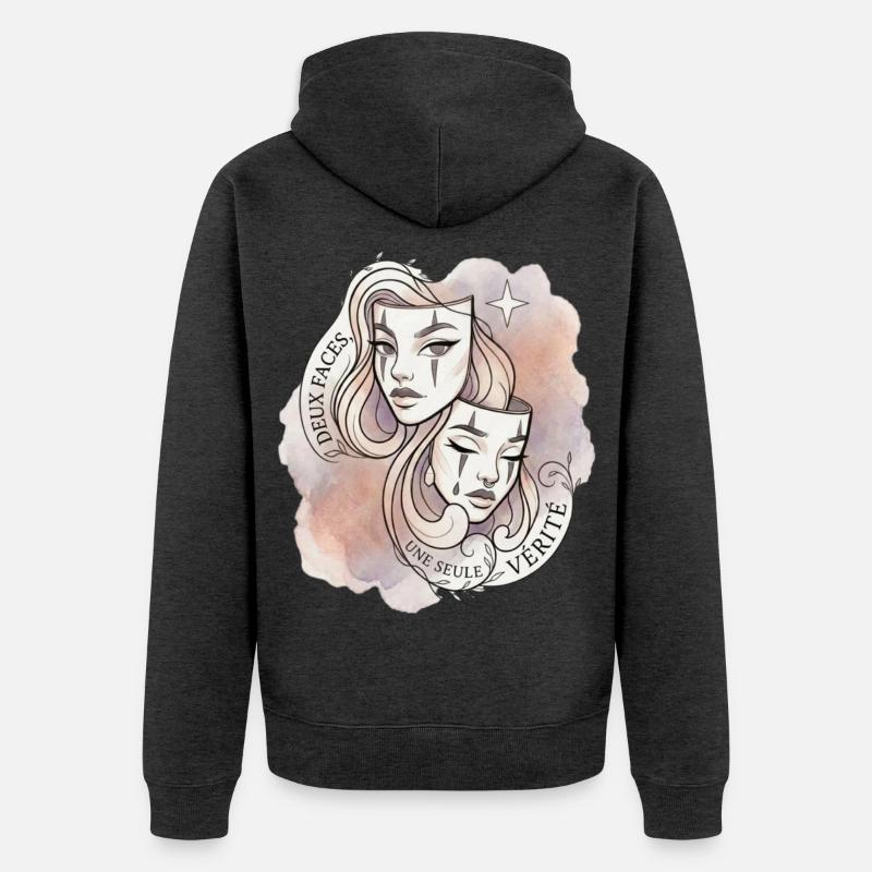 2 faces une vérité - Veste à capuche bio Premium Unisexe - anthracite chiné