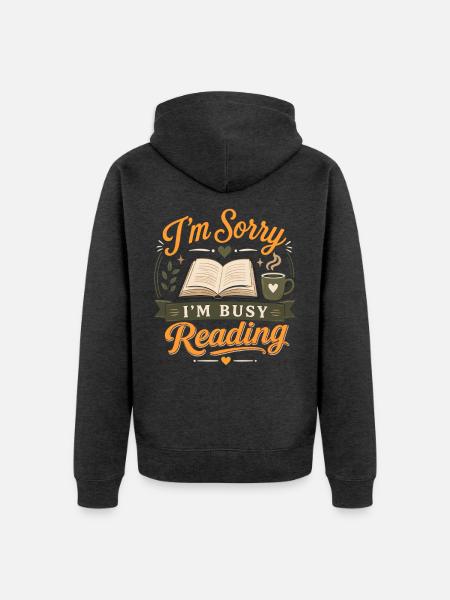 Ein Kapitel Noch Bookworm Leseratte - Unisex Premium Bio Zip Hoodie - Anthrazit meliert