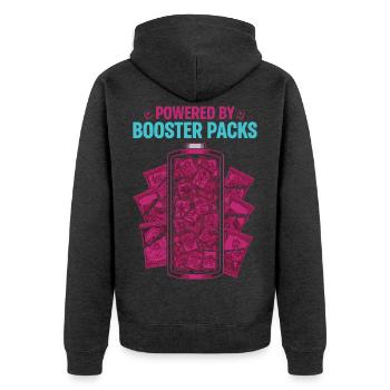 Boosté par des boosters Collectionneur de cartes à collectionner - Veste à capuche bio Premium Unisexe - anthracite chiné - Dos - Nico (187cm)