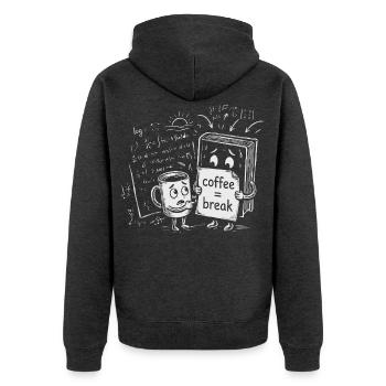 Chaos du savoir : cadeau de la pause café au bureau - Veste à capuche bio Premium Unisexe - anthracite chiné - Dos - Nico (187cm)