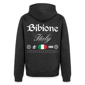 Bibione Italie Streetwear Souvenir de voyage - Veste à capuche bio Premium Unisexe - anthracite chiné - Dos - Nico (187cm)