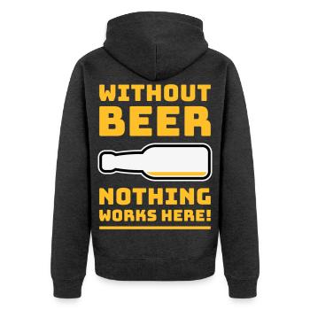 Sans bière, rien ne marche ici ! (BÛT UN DE PIS 3C) - Veste à capuche bio Premium Unisexe - anthracite chiné - Dos - Nico (187cm)