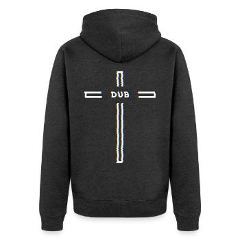 Croix Dub – Musik-Dub-Reggae-Soundsystem kostenlos - Unisex Premium Bio Zip Hoodie - Anthrazit meliert - Hinten - Nico (187cm)