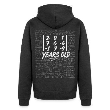 31. Jahr. Determinantenmatrix-Mathematik-Nerd lustig - Unisex Premium Bio Zip Hoodie - Anthrazit meliert - Hinten - Nico (187cm)