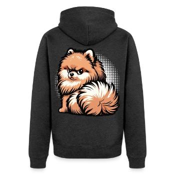 Poméranien Poméranien Spitz Chien Miniature Spitz Holder - Veste à capuche bio Premium Unisexe - anthracite chiné - Dos - Nico (187cm)