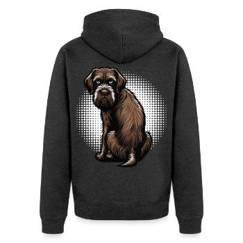 Deutsch Drahthaar Deutsch-Drahthaar Besitzer - Unisex Premium Bio Zip Hoodie - Anthrazit meliert - Hinten - Nico (187cm)