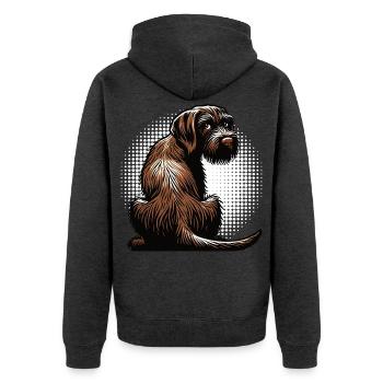 Deutsch Drahthaar Deutsch-Drahthaar Besitzer - Unisex Premium Bio Zip Hoodie - Anthrazit meliert - Hinten - Nico (187cm)