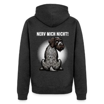Nerv Mich Nicht Deutsch Drahthaar drahthaar hund - Unisex Premium Bio Zip Hoodie - Anthrazit meliert - Hinten - Nico (187cm)