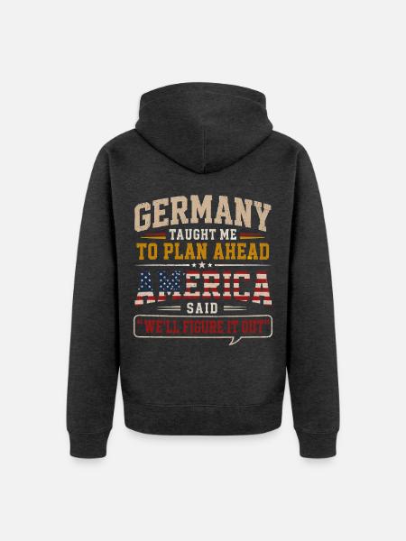 Deutscher Amerikaner Deutsche Wurzeln Stolz - Unisex Premium Bio Zip Hoodie - Anthrazit meliert