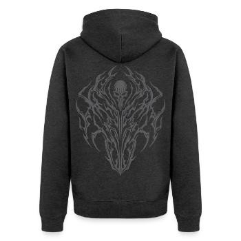 Crâne tribal Néo Thorns - Veste à capuche bio Premium Unisexe - anthracite chiné - Dos - Nico (187cm)