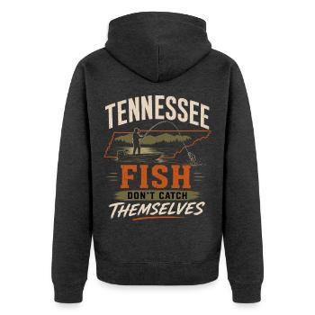 Tennessee Fischer Angler Fischfang See - Unisex Premium Bio Zip Hoodie - Anthrazit meliert - Hinten - Nico (187cm)