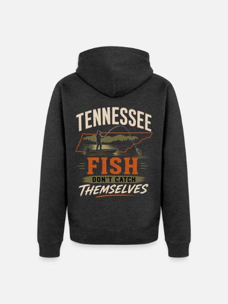 Tennessee Fischer Angler Fischfang See - Unisex Premium Bio Zip Hoodie - Anthrazit meliert