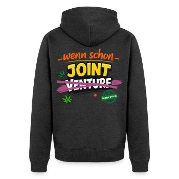 Joint pur - ohne Venture - Unisex Premium Bio Zip Hoodie - Anthrazit meliert - Hinten - Nico (187cm)