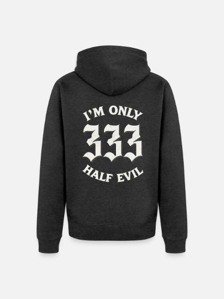 333 - half evil - Unisex Premium Bio Zip Hoodie - Anthrazit meliert