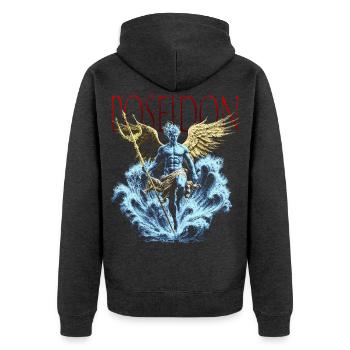 Poseidons gefallener Engel - Unisex Premium Bio Zip Hoodie - Anthrazit meliert - Hinten - Nico (187cm)