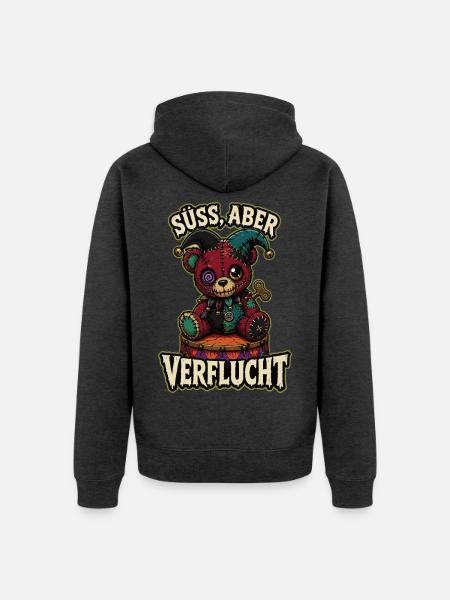 Verfluchter Teddy Horror Shirt - Unisex Premium Bio Zip Hoodie - Anthrazit meliert