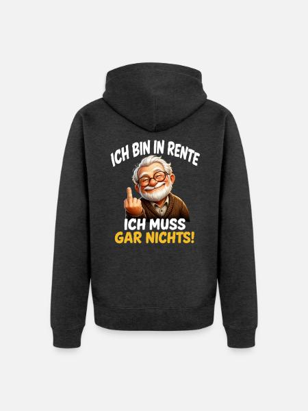 Rentner mit frechem Spruch - Unisex Premium Bio Zip Hoodie - Anthrazit meliert