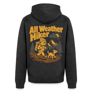 Wandern Mit Hund Outdoor Berge All-Weather T-Shirt - Unisex Premium Bio Zip Hoodie - Anthrazit meliert - Hinten - Nico (187cm)