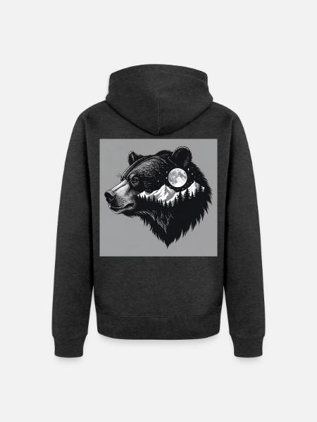Grizzly Wildnis - Unisex Premium Bio Zip Hoodie - Anthrazit meliert
