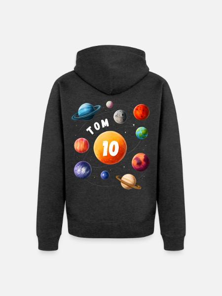 Tom Planeten 10 - Unisex Premium Bio Zip Hoodie - Anthrazit meliert