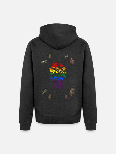 Wurzelschlinge – Botanische Kunst LGBTQ - Unisex Premium Bio Zip Hoodie - Anthrazit meliert