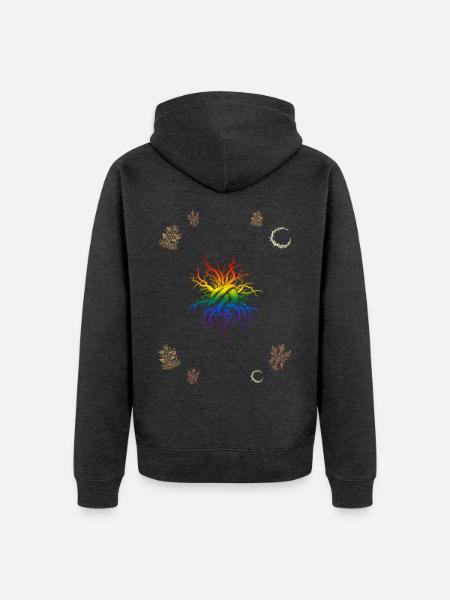 Wurzeln & Beerenzweig - Dark Botanical LGBTQ - Unisex Premium Bio Zip Hoodie - Anthrazit meliert