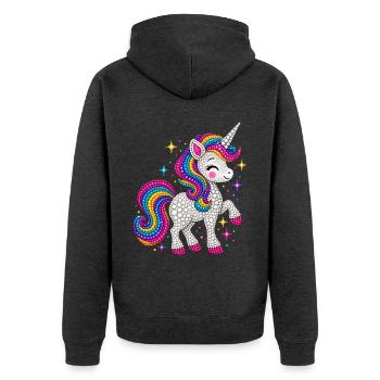 Unicorn Colorful Polka Dots  - Unisex Premium Bio Zip Hoodie - Anthrazit meliert - Hinten - Nico (187cm)