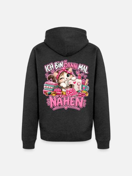 Ich bin dann mal Nähen - Unisex Premium Bio Zip Hoodie - Anthrazit meliert