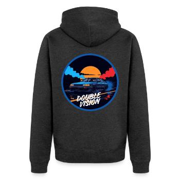 Double Vision Performance Limousine - Unisex Premium Bio Zip Hoodie - Anthrazit meliert - Hinten - Nico (187cm)