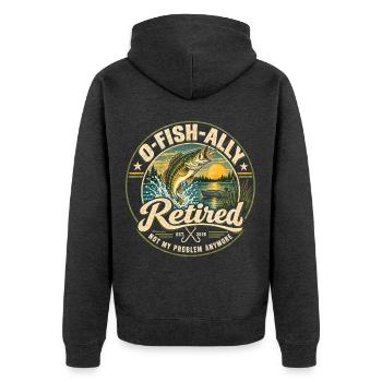 O-Fish-Ally Retired 2026 for Fisherman Fishing  - Unisex Premium Bio Zip Hoodie - Anthrazit meliert - Hinten - Nico (187cm)