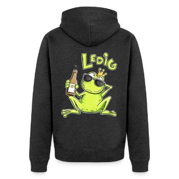 Ledig Frosch | Single Spruch Lustiges Geschenk - Unisex Premium Bio Zip Hoodie - Anthrazit meliert - Hinten - Nico (187cm)