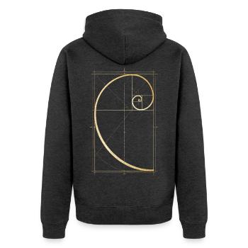 Fibonacci Spirale - Unisex Premium Bio Zip Hoodie - Anthrazit meliert - Hinten - Nico (187cm)