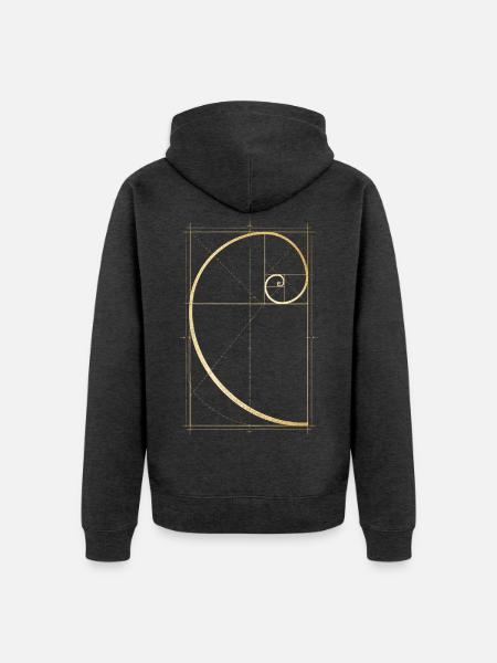 Fibonacci Spirale - Unisex Premium Bio Zip Hoodie - Anthrazit meliert
