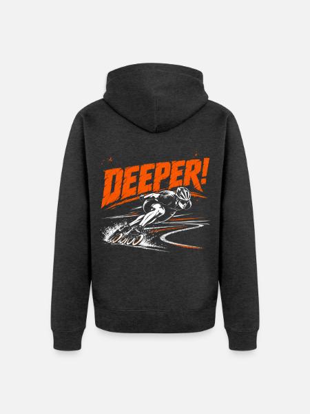 Deeper Speedskating Trainer Spruch - Unisex Premium Bio Zip Hoodie - Anthrazit meliert