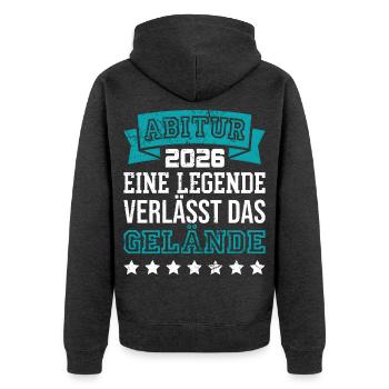 Legende verlässt das Gelände - Unisex Premium Bio Zip Hoodie - Anthrazit meliert - Hinten - Nico (187cm)