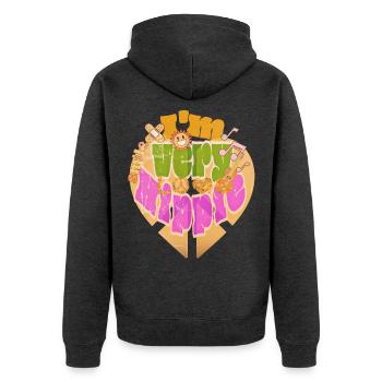 Sonnenherz - I'm very hippie - Unisex Premium Bio Zip Hoodie - Anthrazit meliert - Hinten - Nico (187cm)