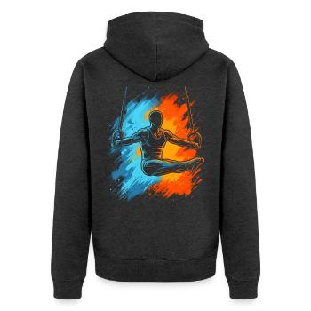 Turner Gymnastik Ringeturnen Ringe Turnen Herren - Unisex Premium Bio Zip Hoodie - Anthrazit meliert - Hinten - Nico (187cm)