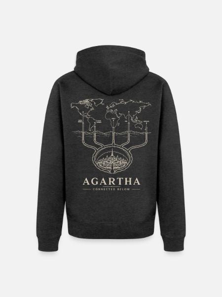 Agartha Connected Below - Unisex Premium Bio Zip Hoodie - Anthrazit meliert