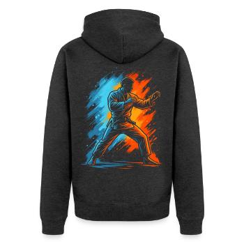 Judoka Kampfsport Herren Jungen Kinder Judo - Unisex Premium Bio Zip Hoodie - Anthrazit meliert - Hinten - Nico (187cm)