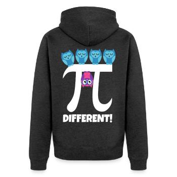 Pi Different Süße Eule Be Different Mathe Lehrer - Unisex Premium Bio Zip Hoodie - Anthrazit meliert - Hinten - Nico (187cm)
