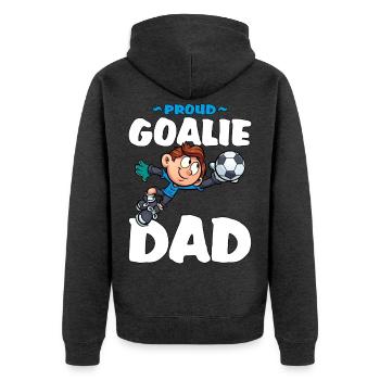 Proud Goalie Dad Stolzer Torwart Papa Fußball - Unisex Premium Bio Zip Hoodie - Anthrazit meliert - Hinten - Nico (187cm)